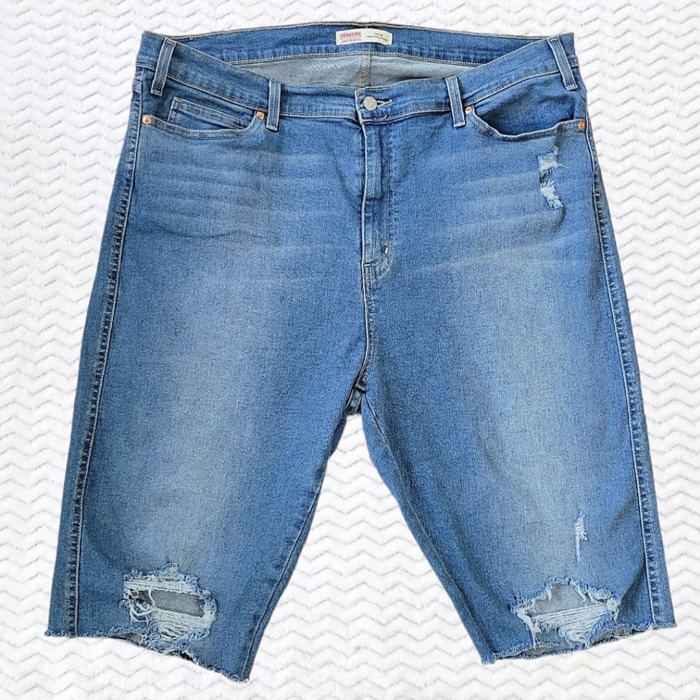 Levi's Signature Heritage High-Rise Straight Cutoff Denim Capris - Medium Wash